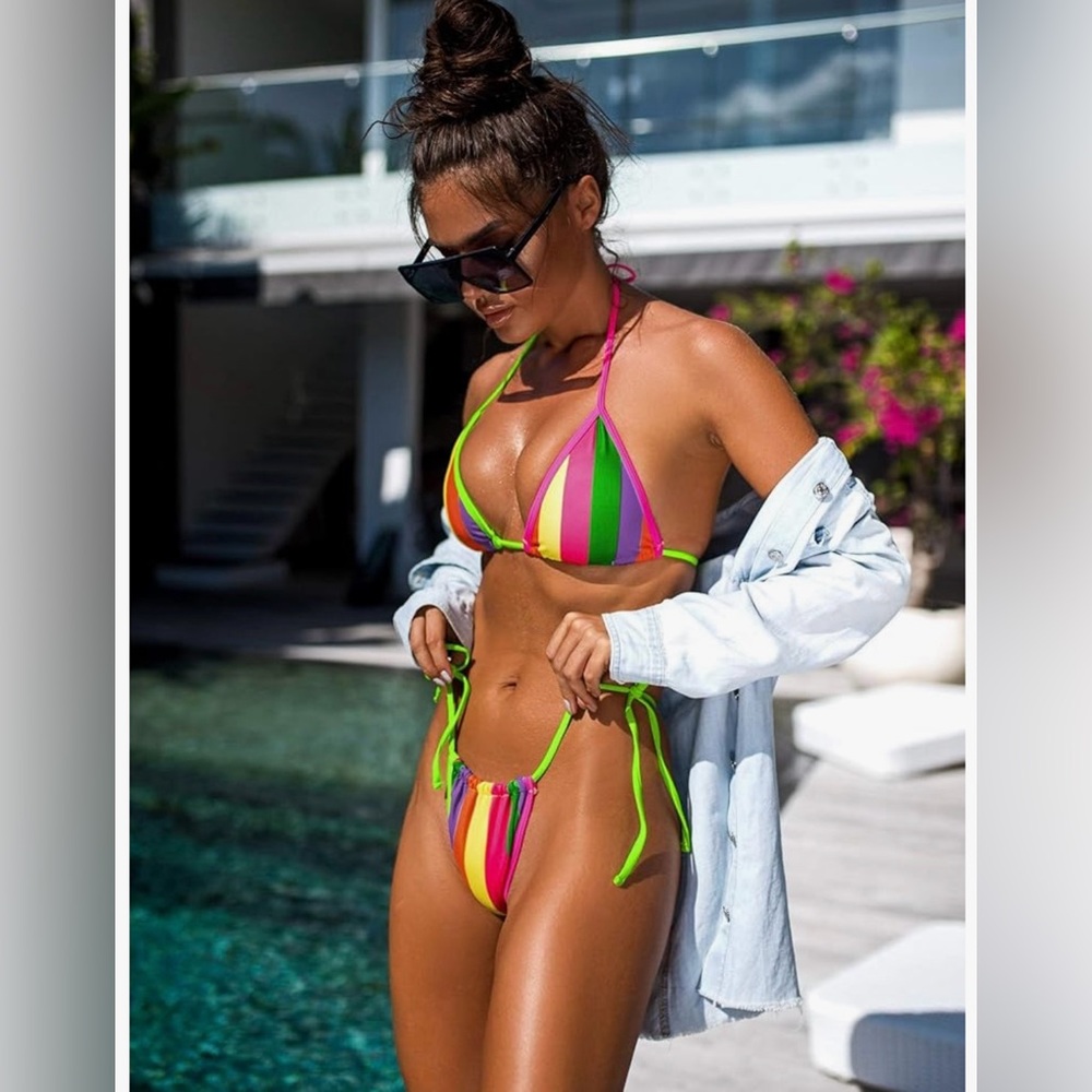 MULTI COLOR STRIPED BIKINI